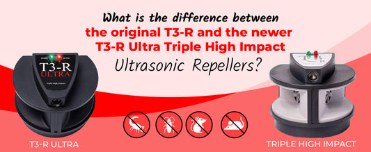 What is the difference between the original T3-R and the newer T3-R Ultra Triple High Impact Ultrasonic Repellers?
