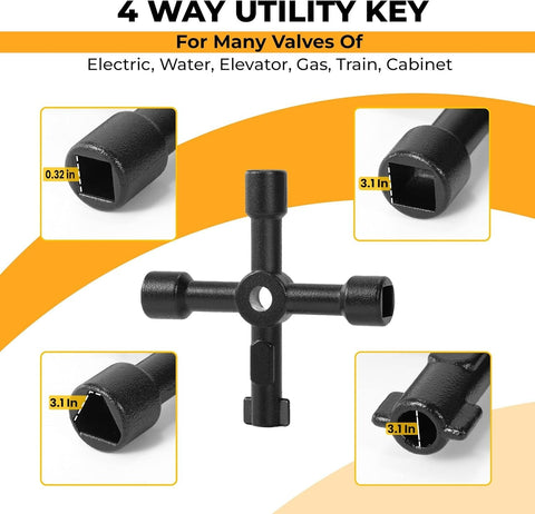 T3-R Water Meter Key 17 Inch 4 way